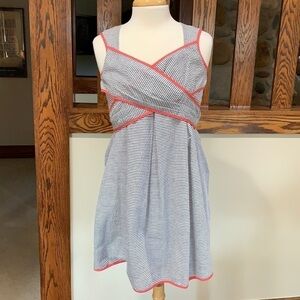 Estey grey and white striped seersucker dress, Small